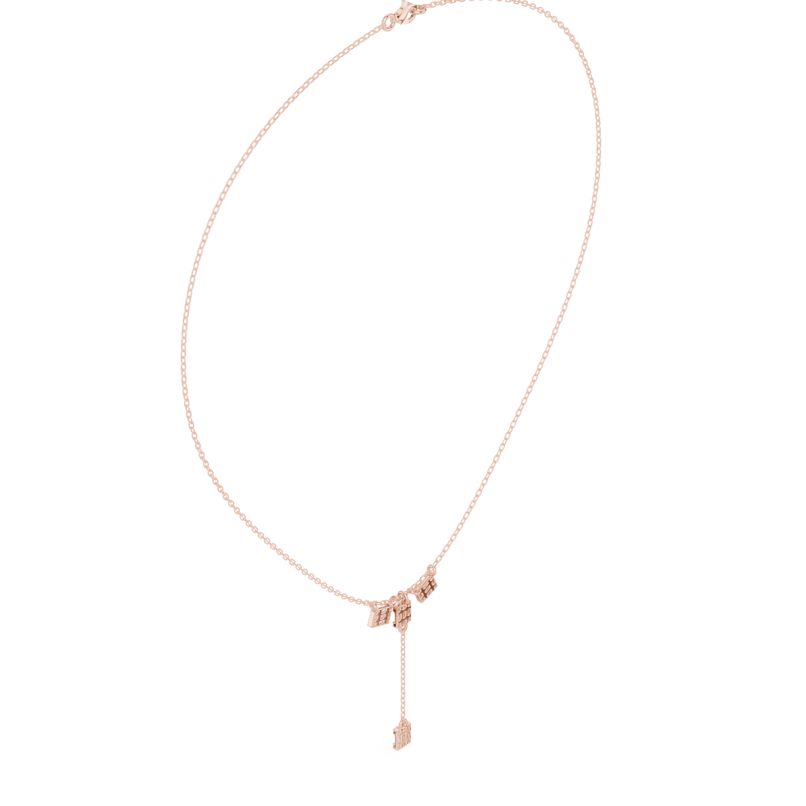 Baguette diamond drop necklace
