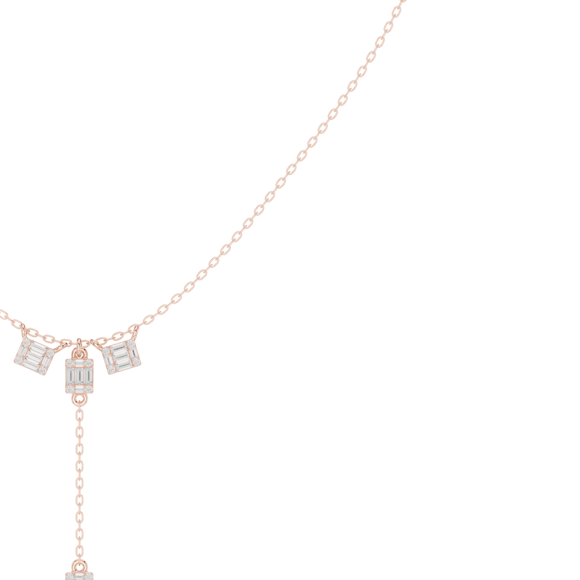 Baguette diamond drop necklace