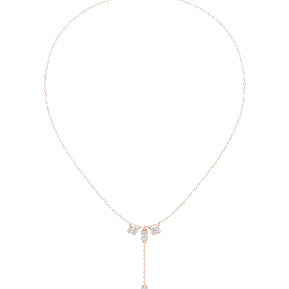 Baguette diamond drop necklace