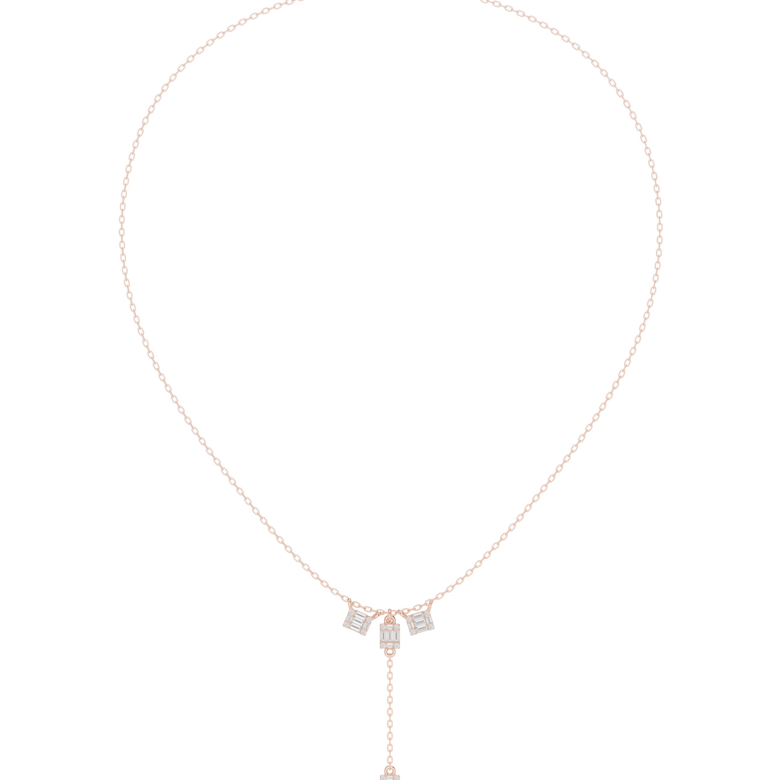 Baguette diamond drop necklace