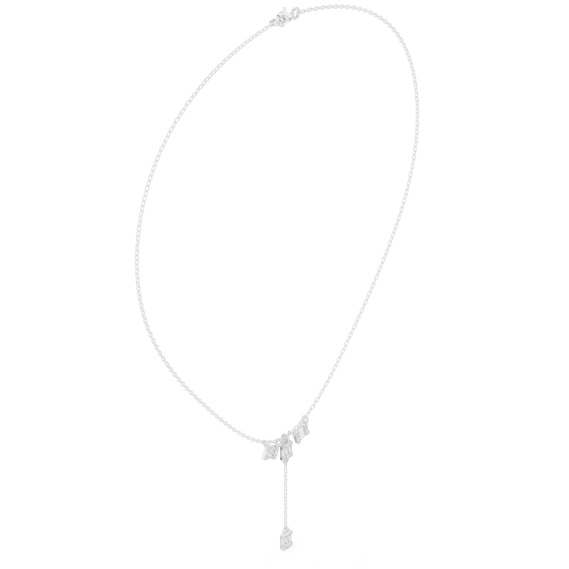 Baguette diamond drop necklace