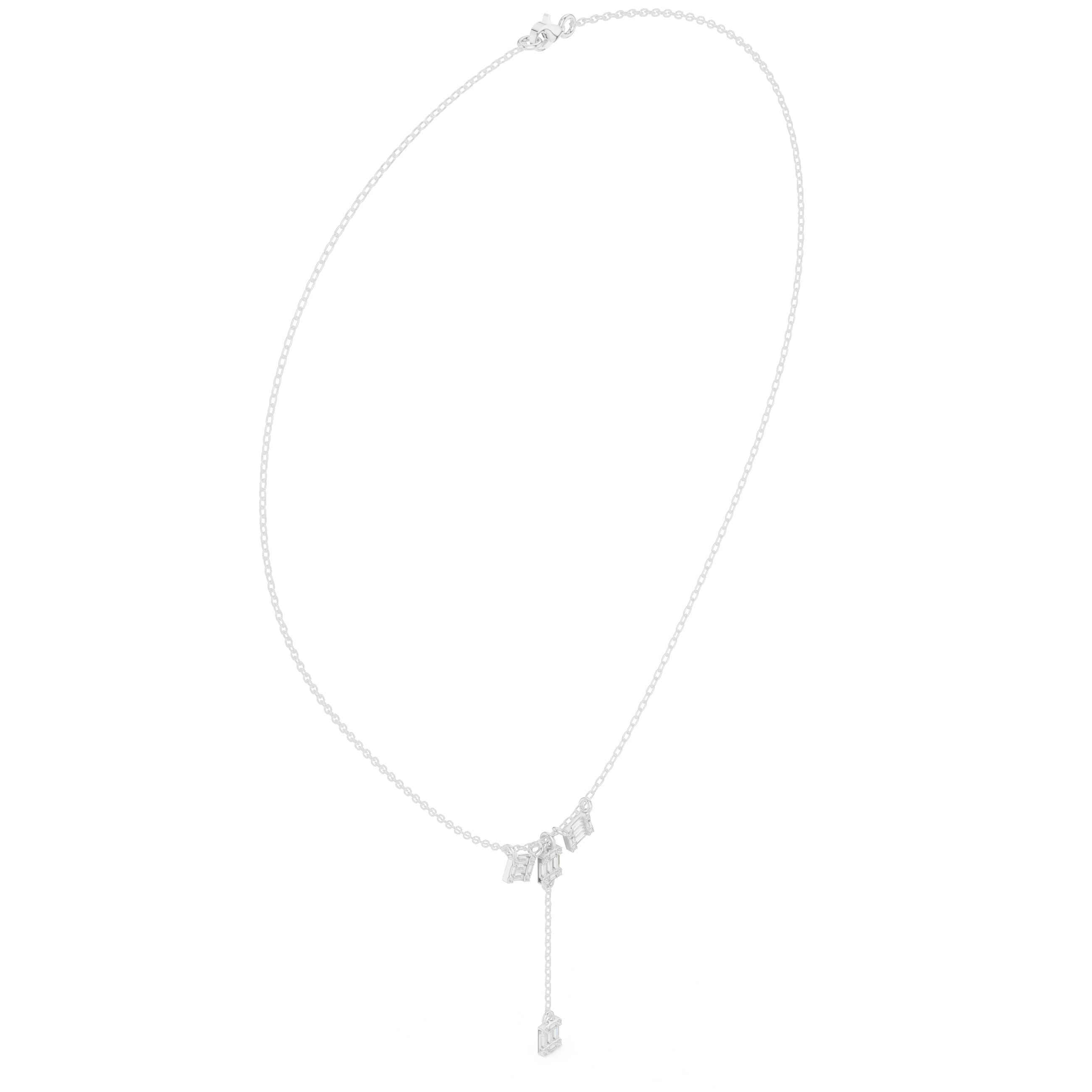Baguette diamond drop necklace