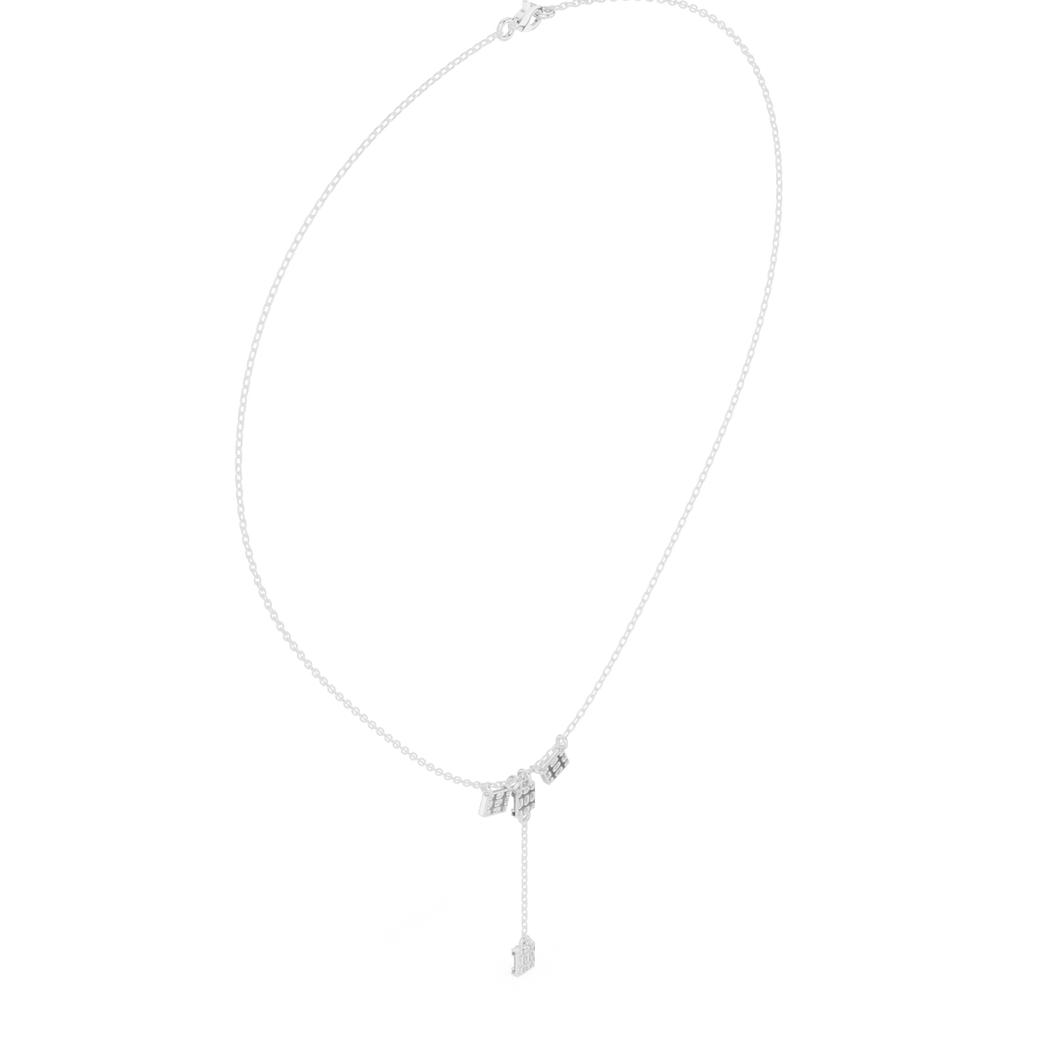 Baguette diamond drop necklace