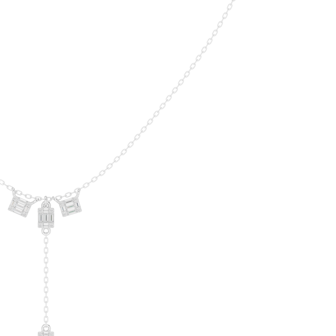 Baguette diamond drop necklace