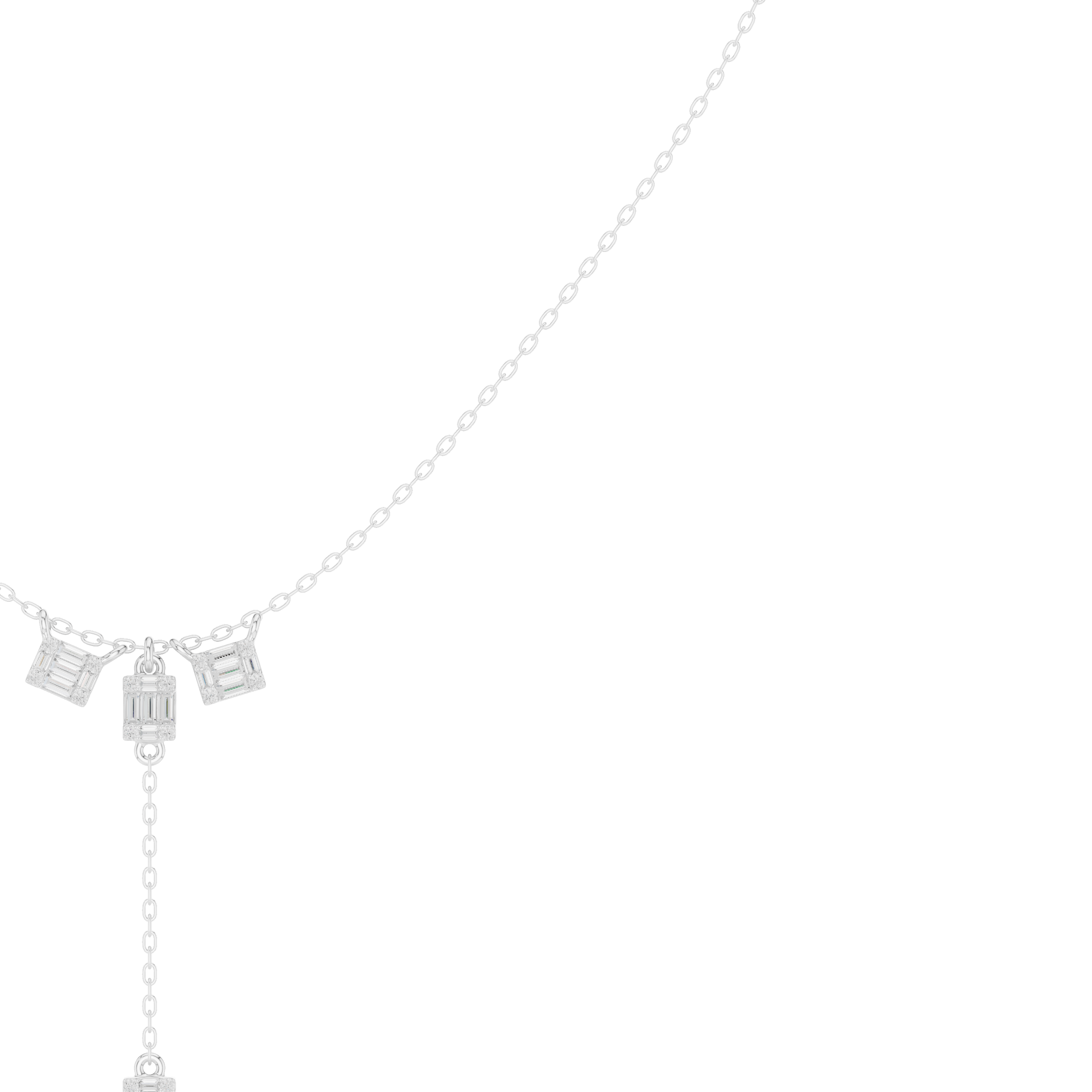 Baguette diamond drop necklace