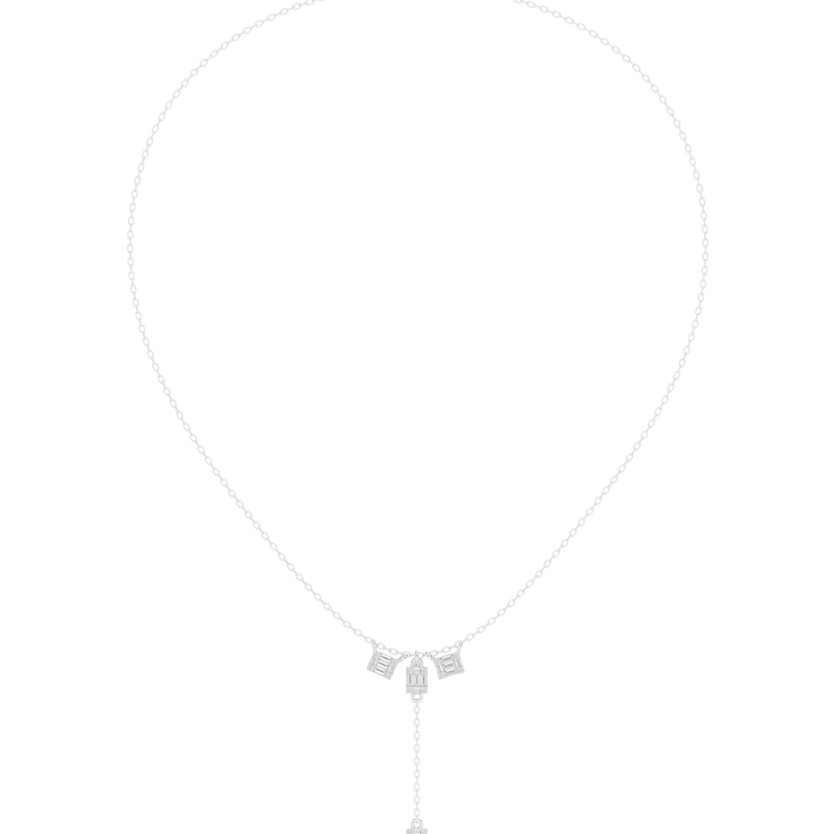Baguette diamond drop necklace