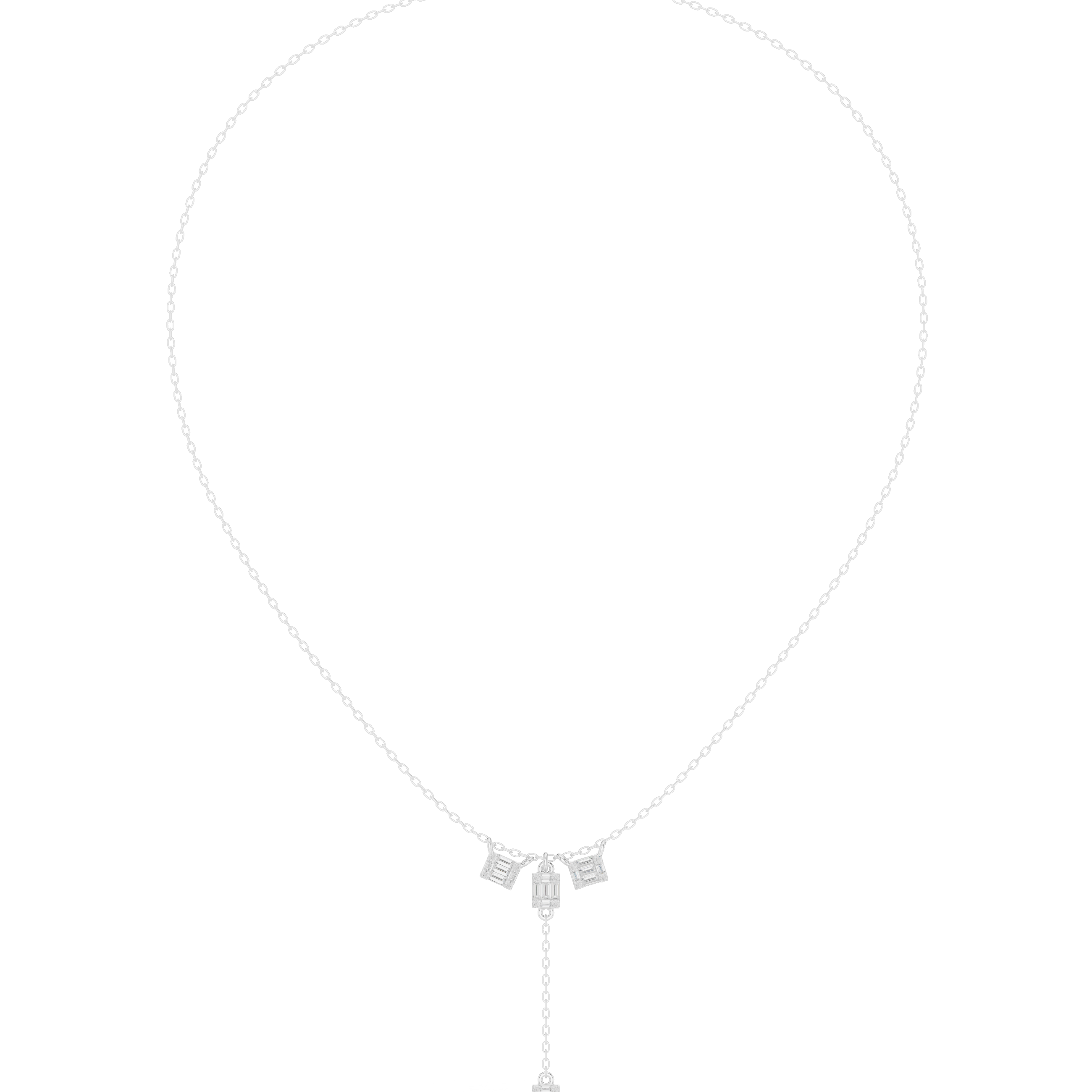 Baguette diamond drop necklace