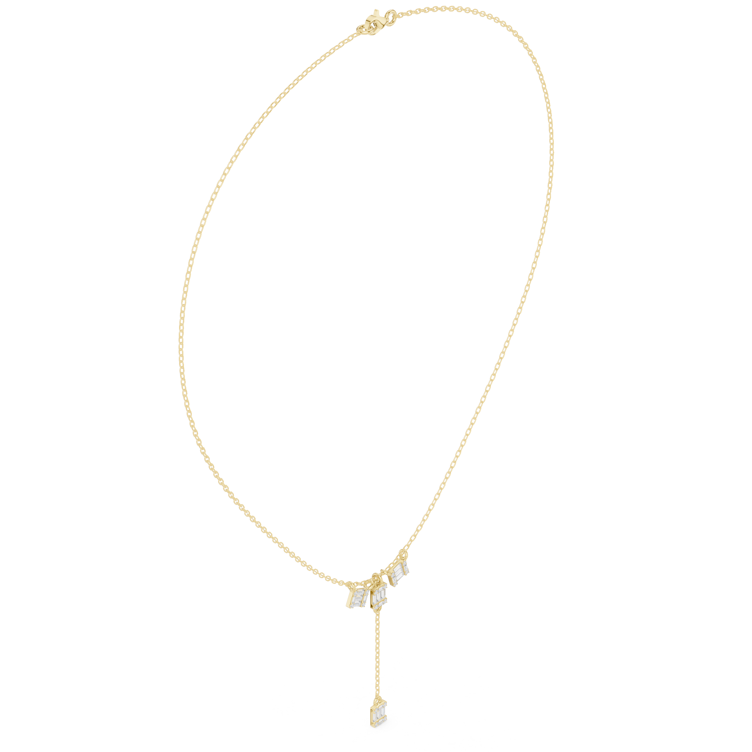 Baguette diamond drop necklace