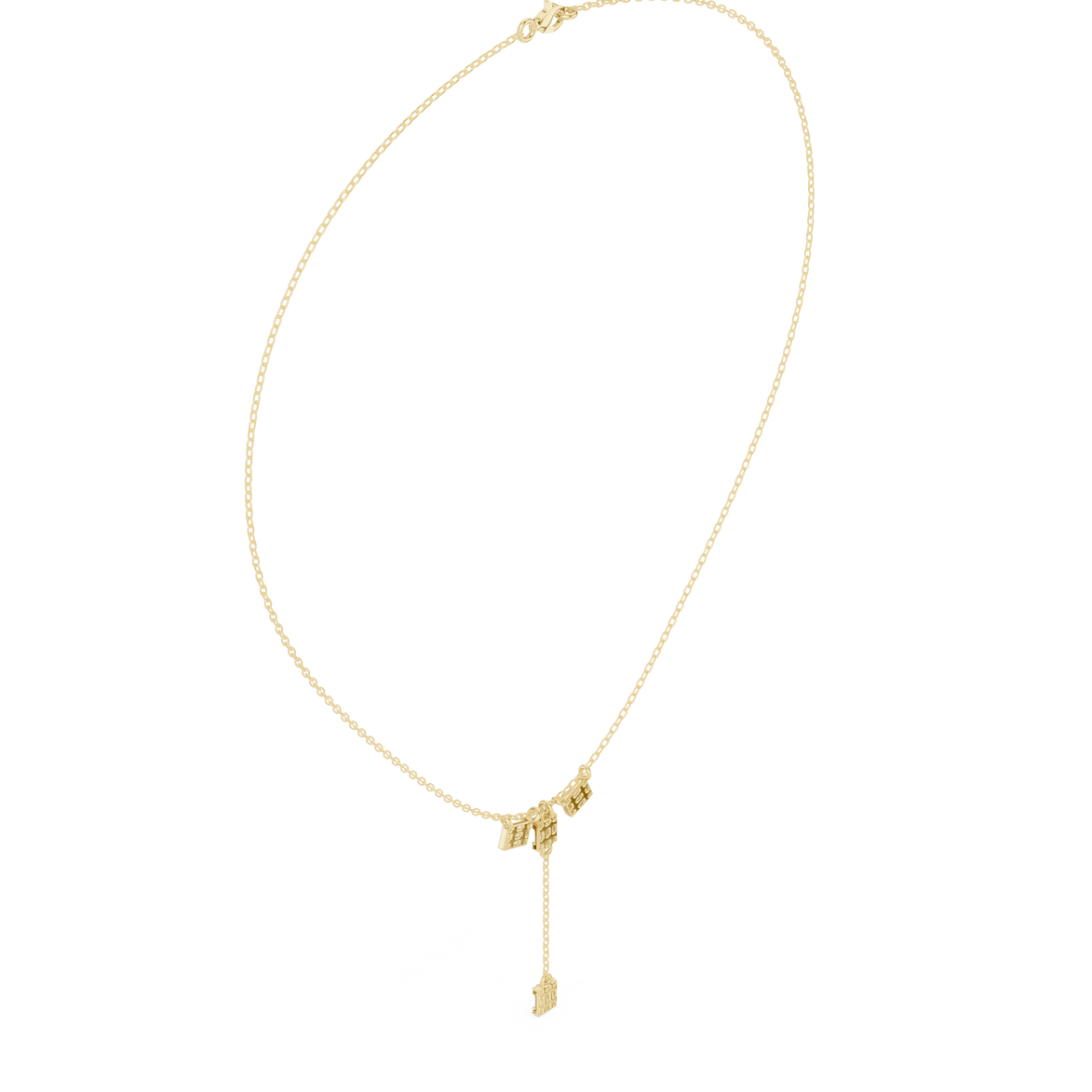 Baguette diamond drop necklace