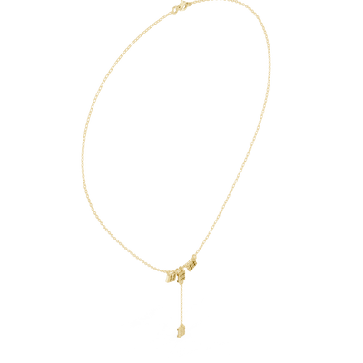 baguette and round lab grown diamond drop necklace in rose gold