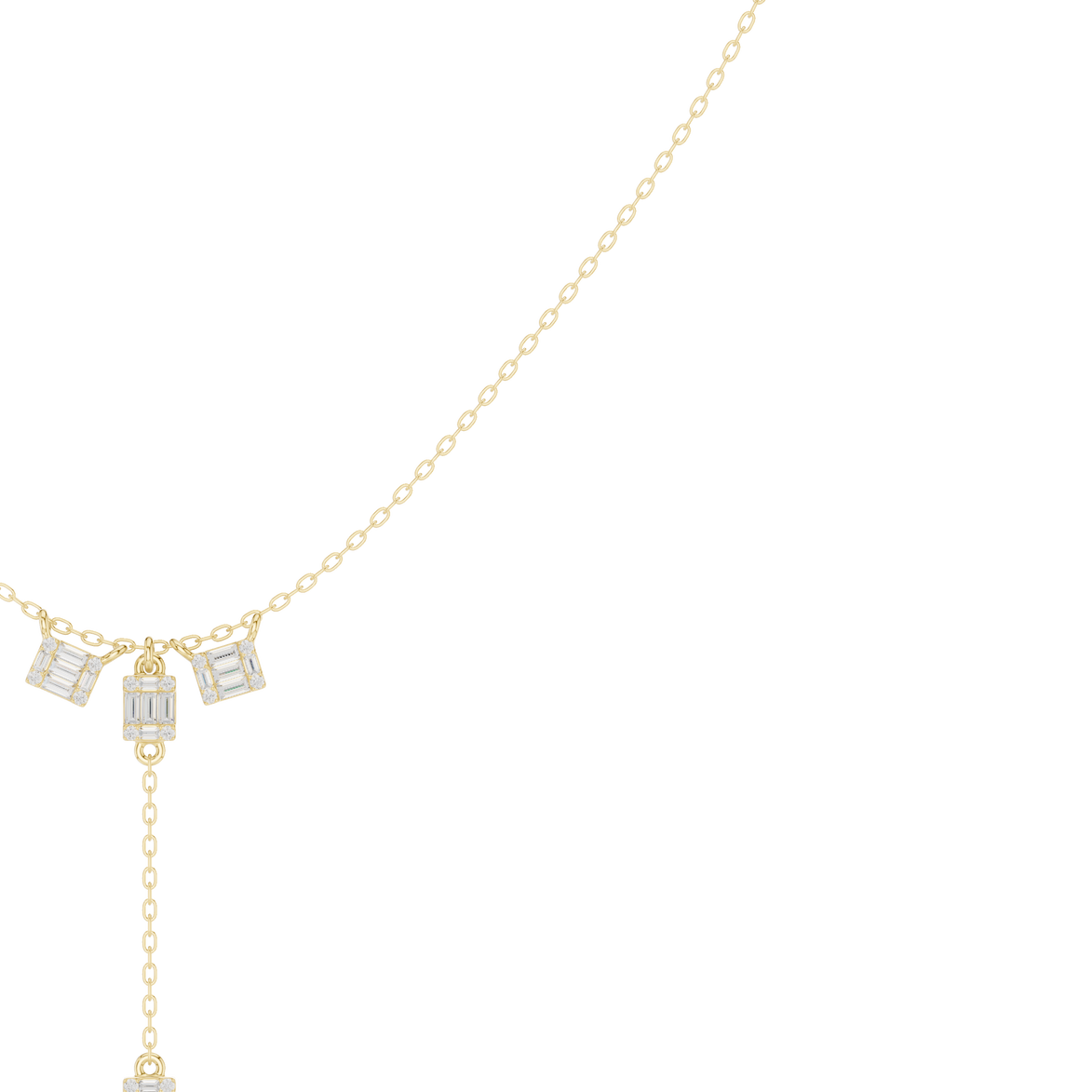 Baguette diamond drop necklace