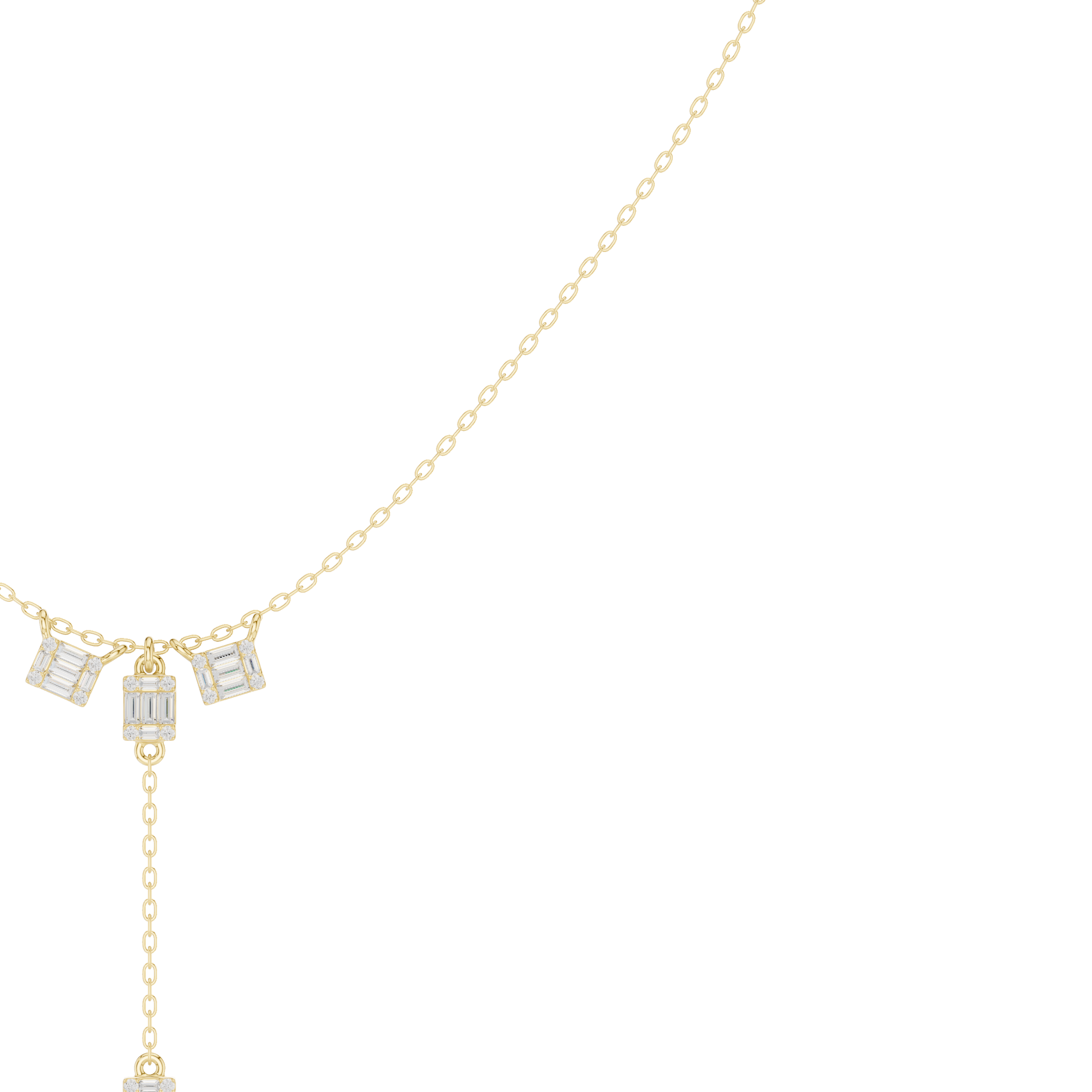 Baguette diamond drop necklace