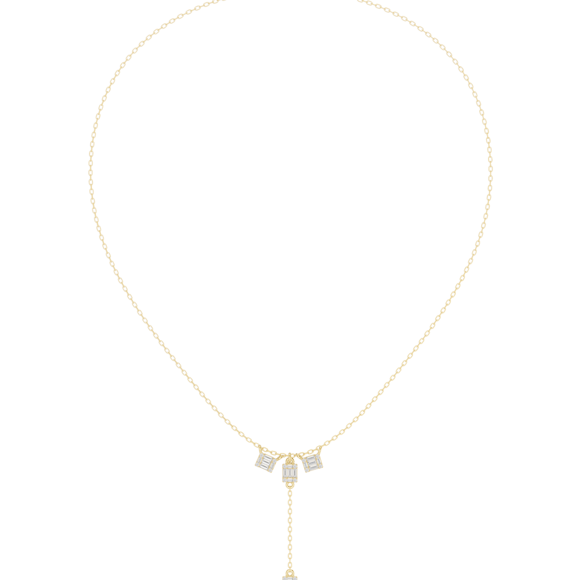 Baguette diamond drop necklace