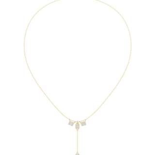 baguette and round lab grown diamond drop necklace in rose gold
