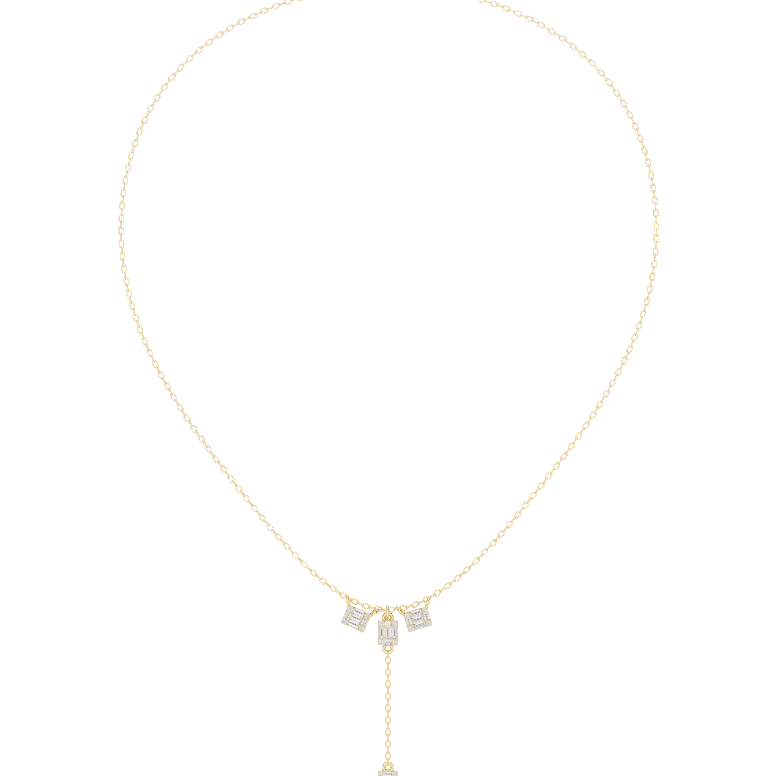 Baguette diamond drop necklace