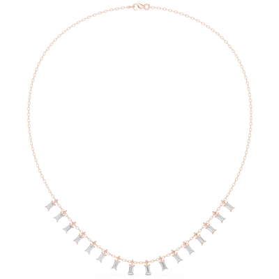 Baguette diamond necklace with delicate fringe drop design
