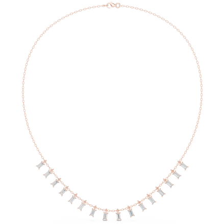 Baguette diamond necklace with delicate fringe drop design