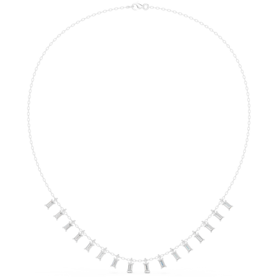 Baguette diamond necklace with delicate fringe drop design