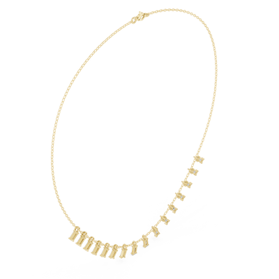 Baguette lab grown diamond fringe necklace in yellow gold
