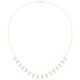 Baguette lab grown diamond fringe necklace in yellow gold