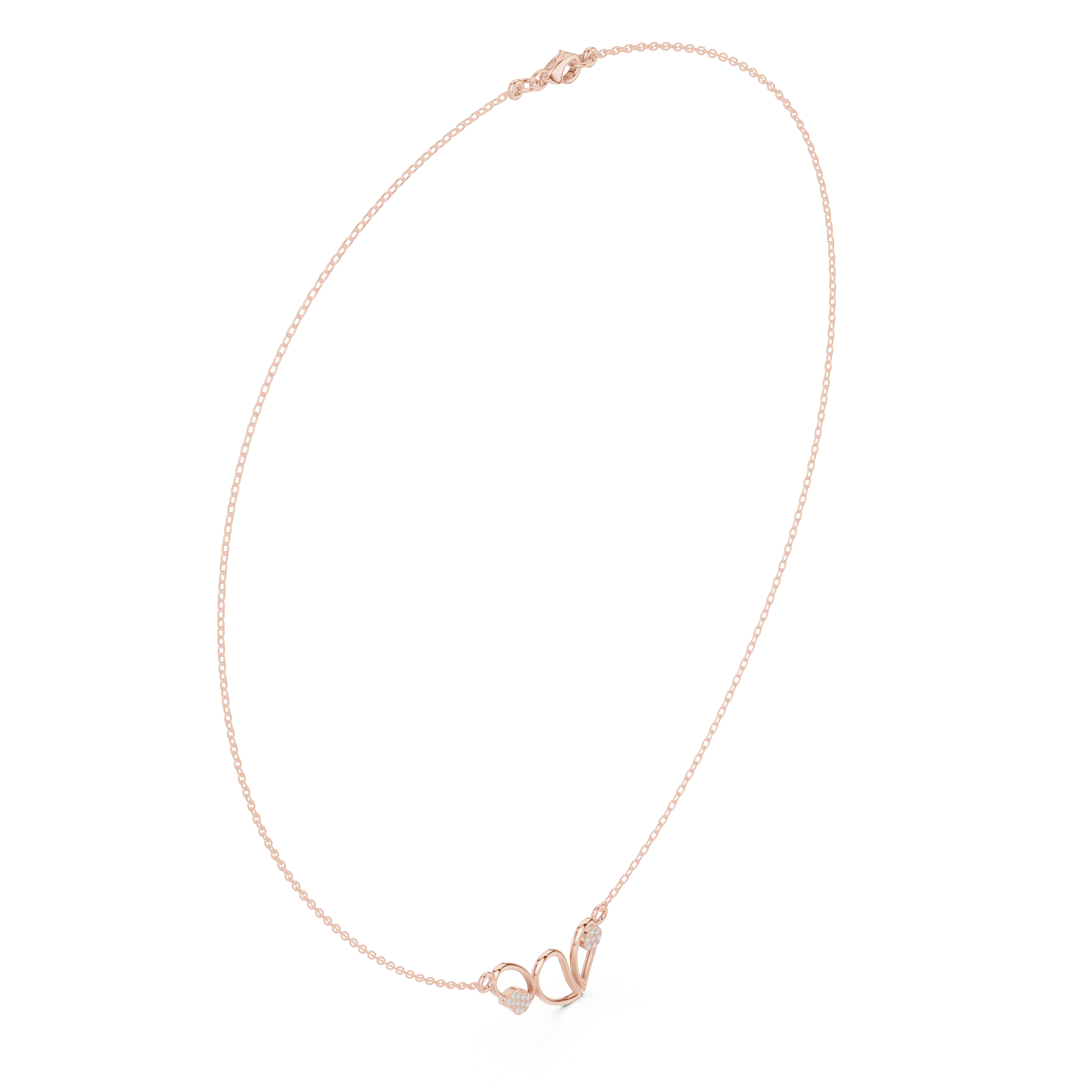 Abstract diamond necklace with butterfly inspired open curve design