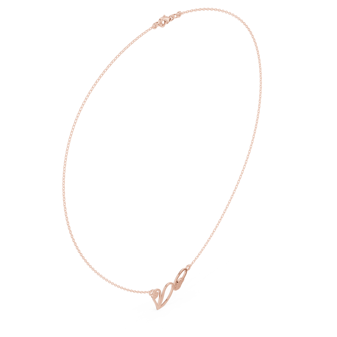 Abstract diamond necklace with butterfly inspired open curve design