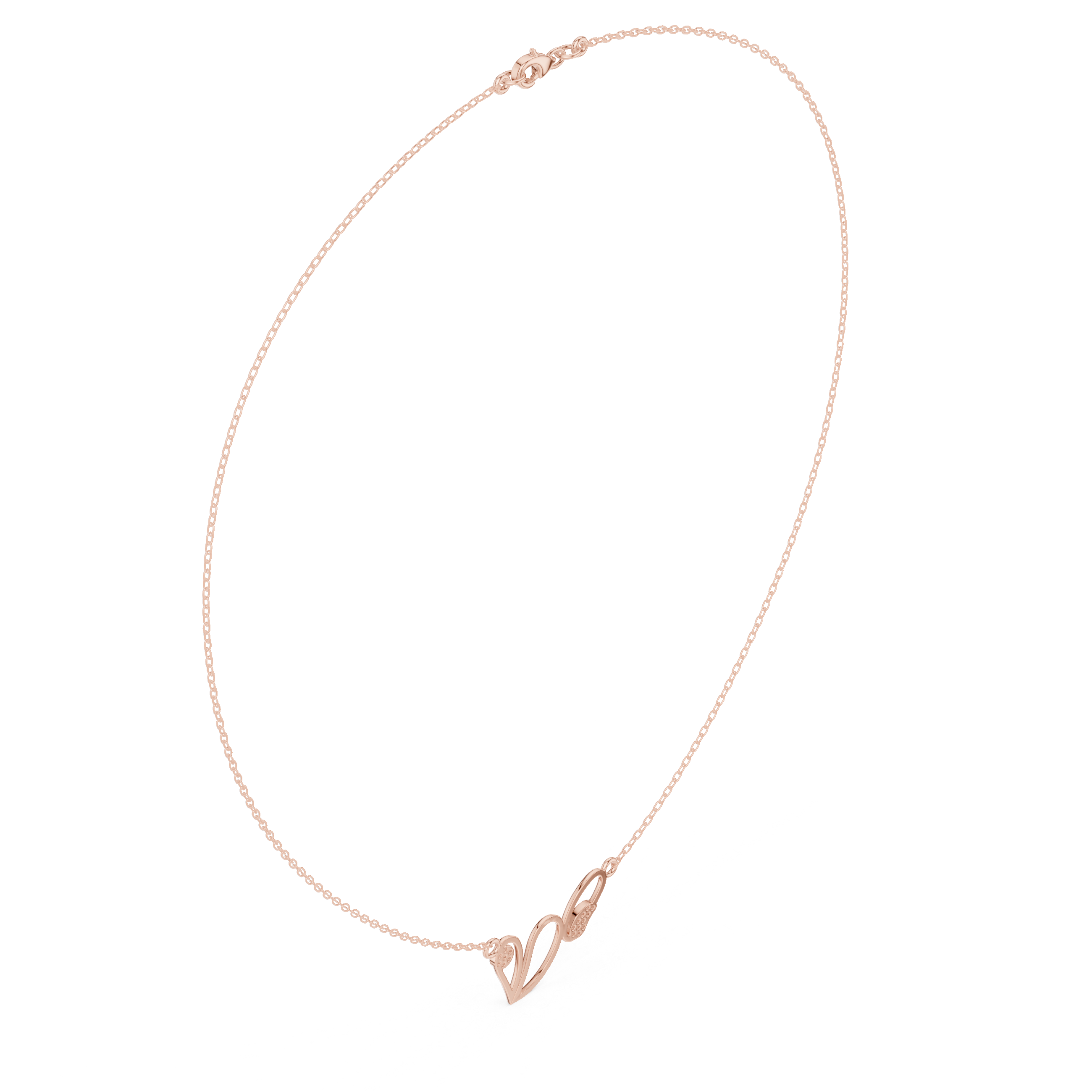 Abstract diamond necklace with butterfly inspired open curve design