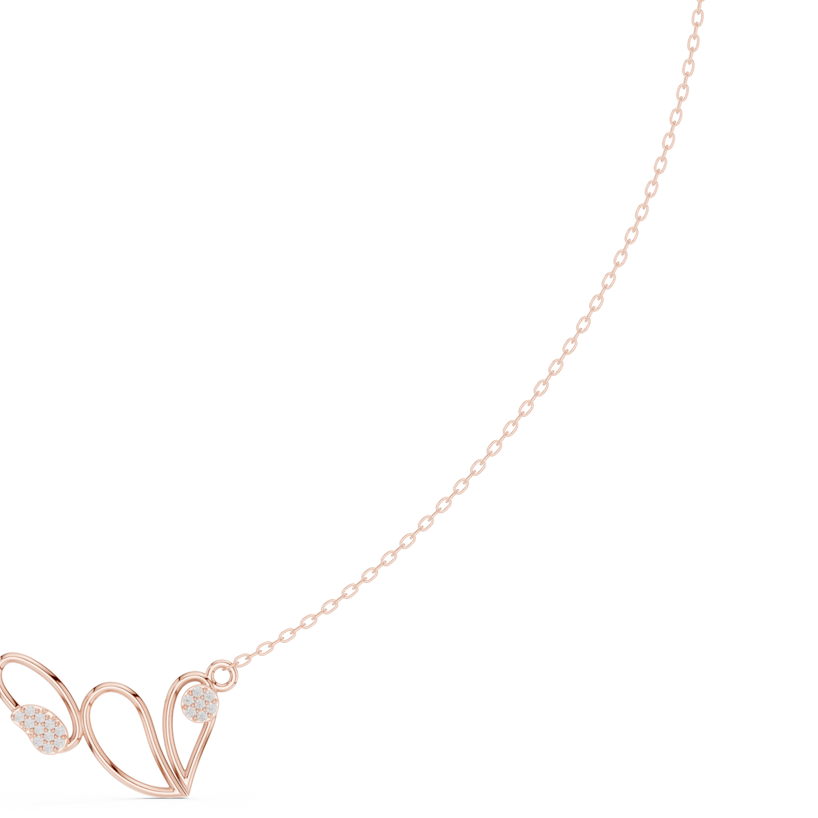 Abstract diamond necklace with butterfly inspired open curve design