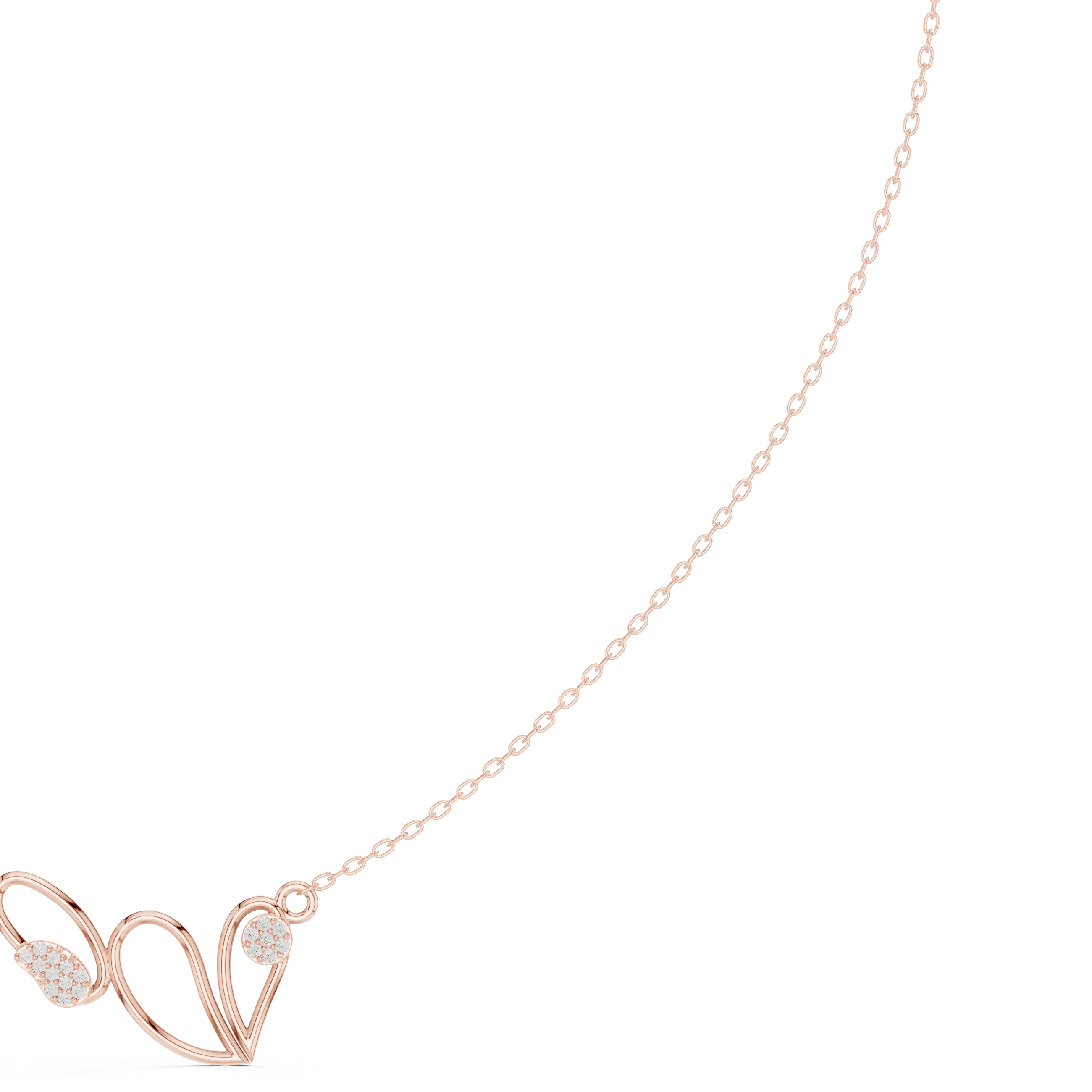 Abstract diamond necklace with butterfly inspired open curve design