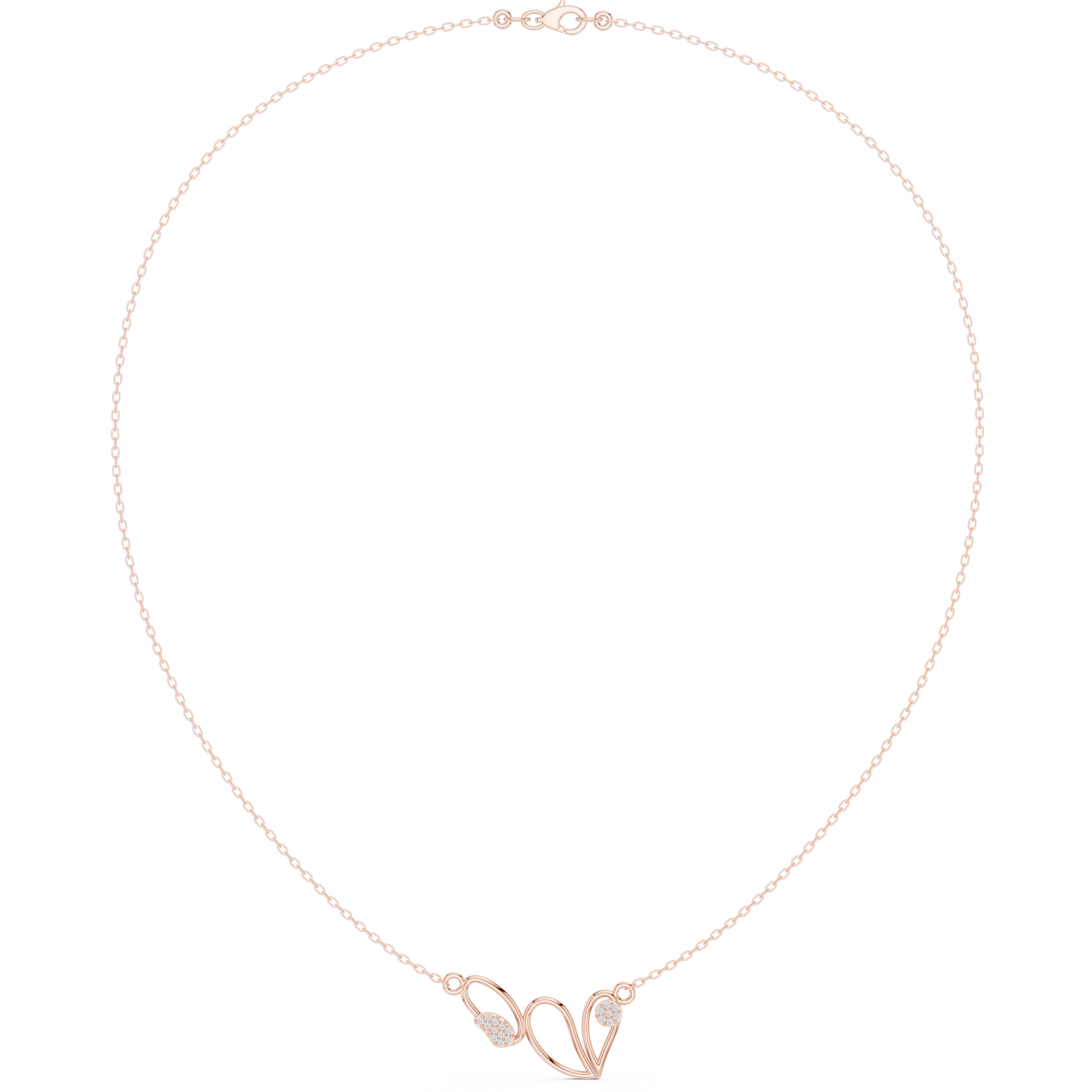 Abstract diamond necklace with butterfly inspired open curve design