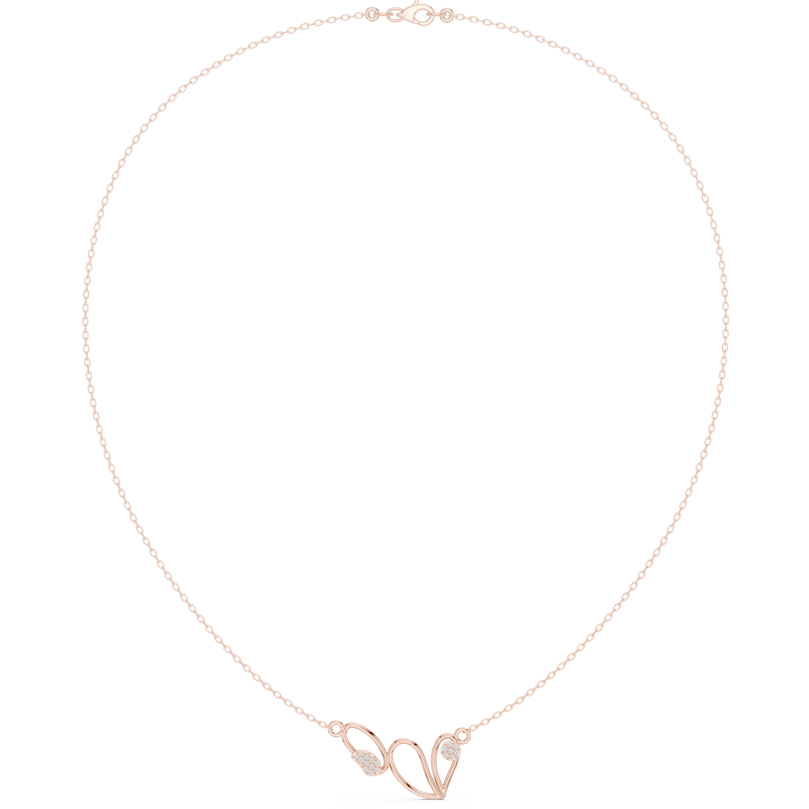 Abstract diamond necklace with butterfly inspired open curve design