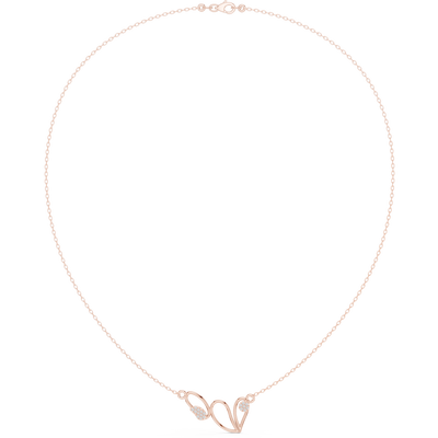 Abstract diamond necklace with butterfly inspired open curve design