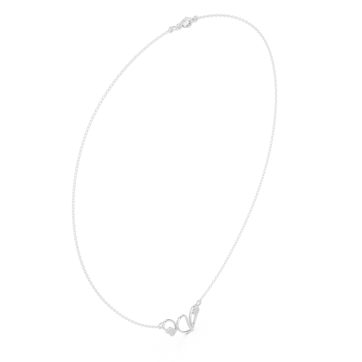 Abstract diamond necklace with butterfly inspired open curve design