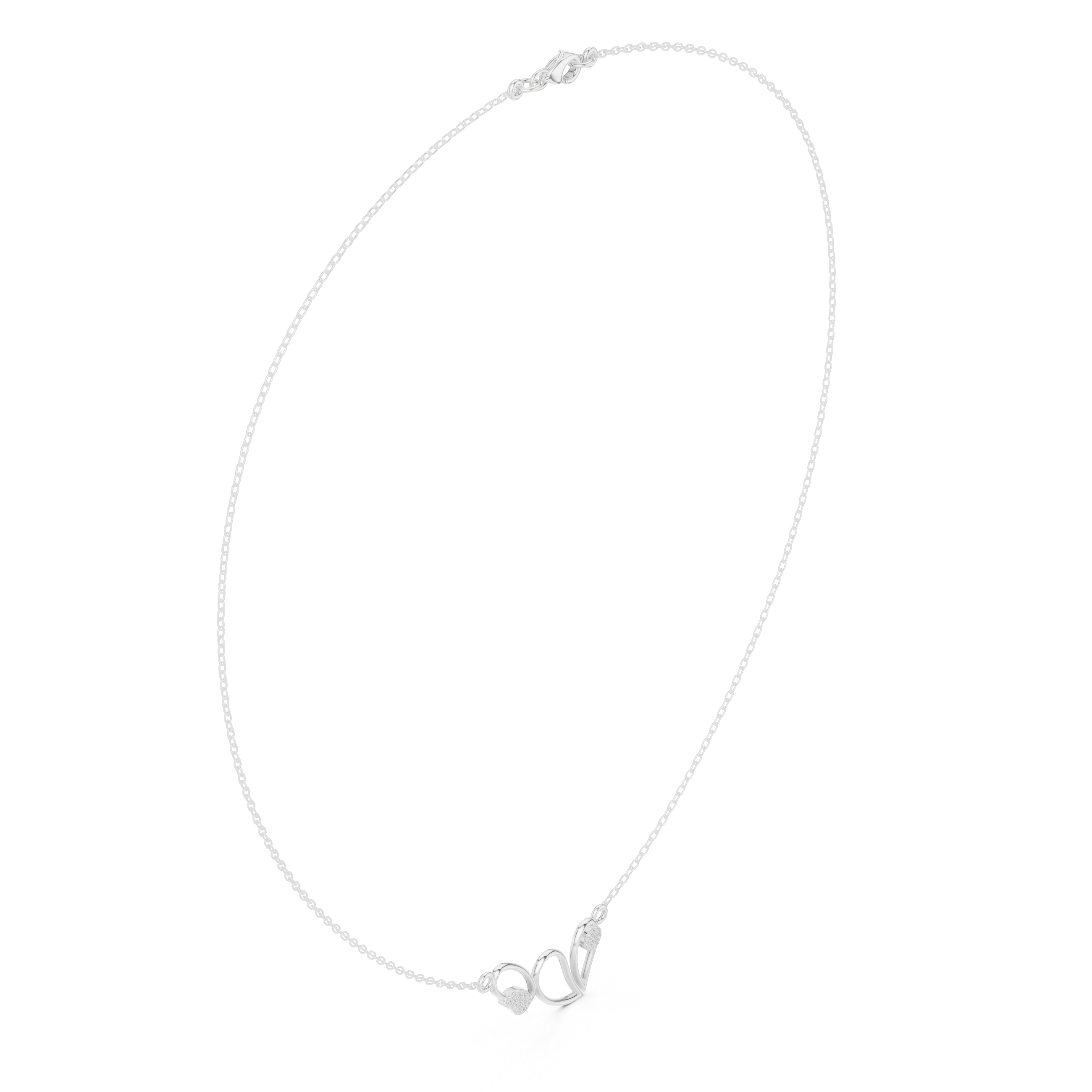 Abstract diamond necklace with butterfly inspired open curve design