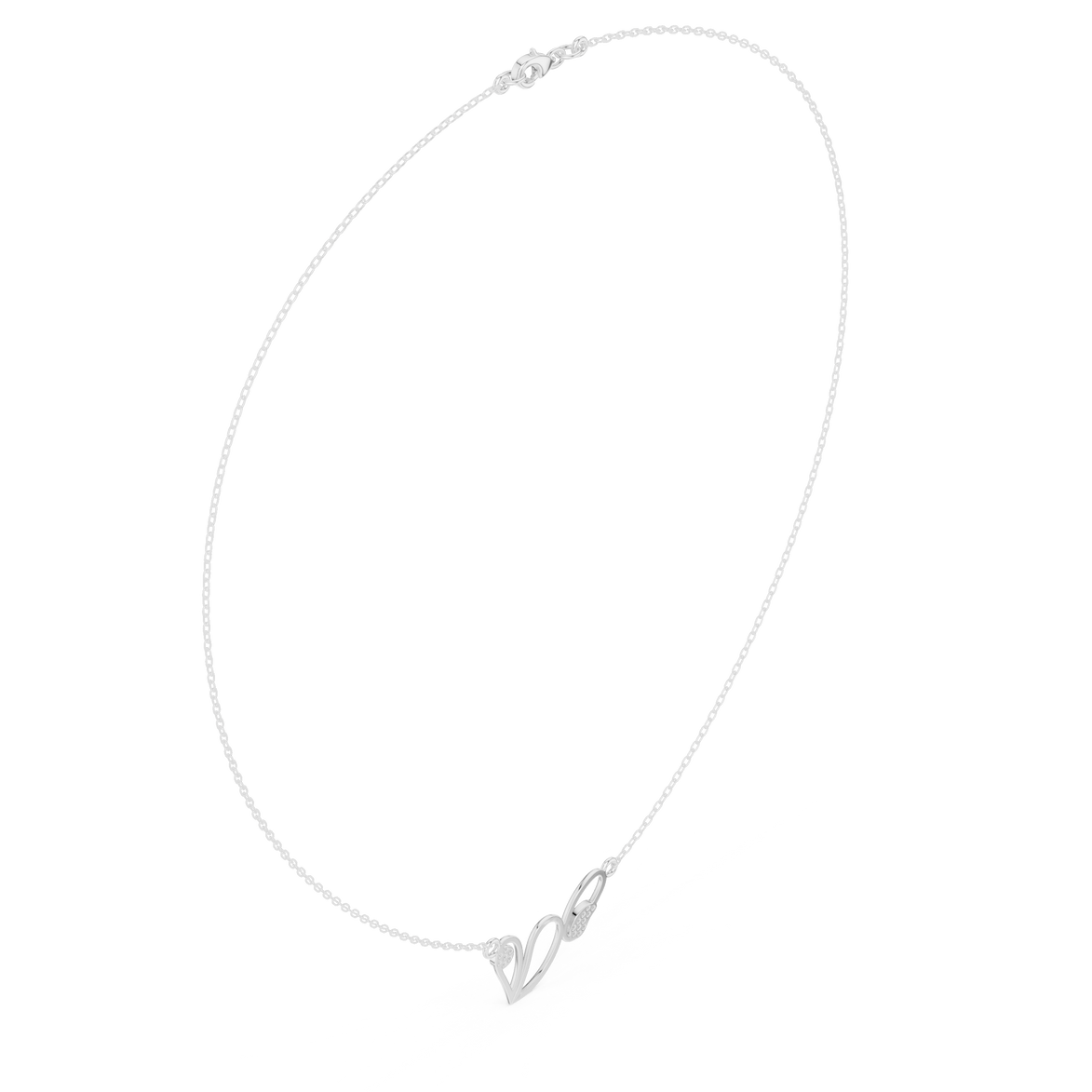 Abstract diamond necklace with butterfly inspired open curve design