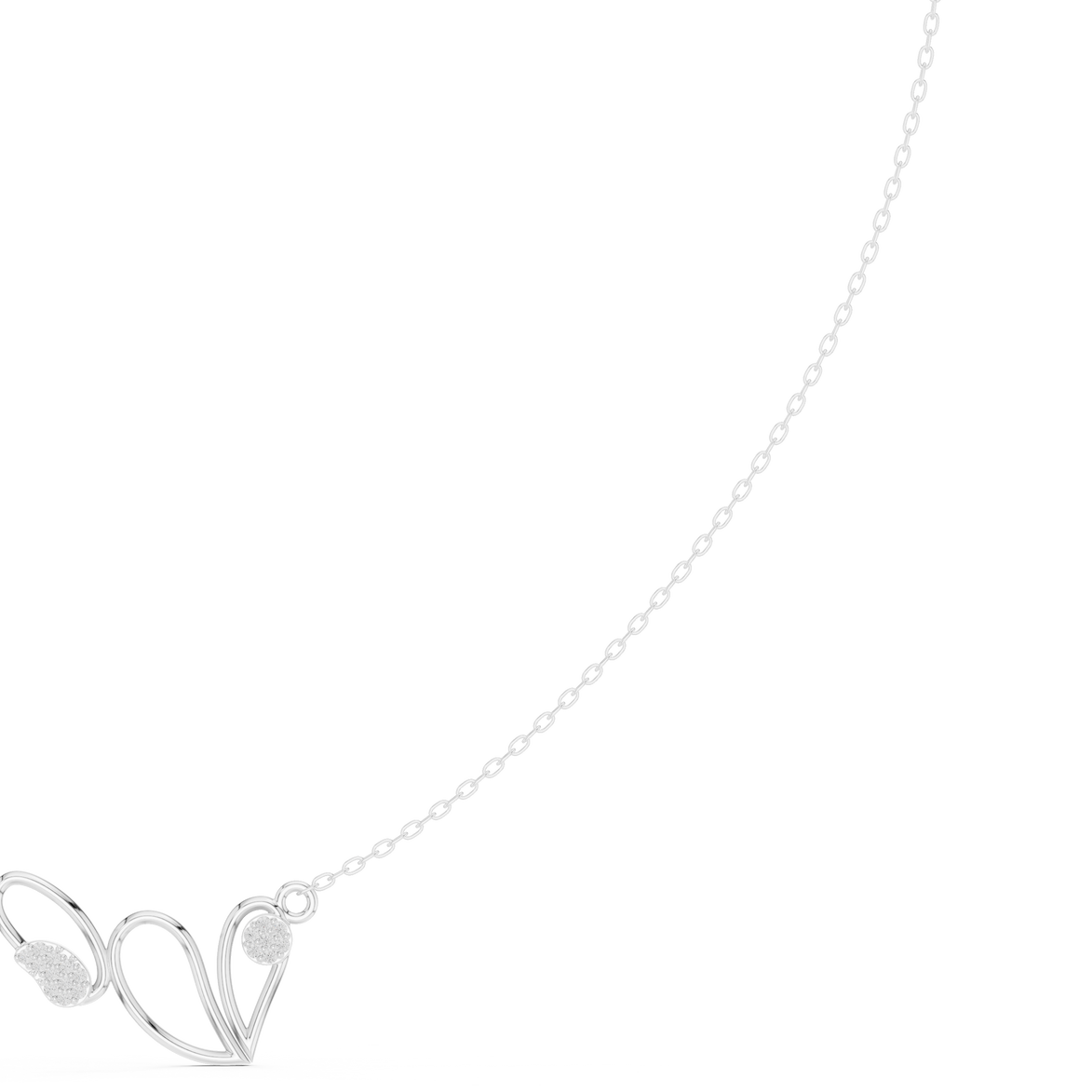 Abstract diamond necklace with butterfly inspired open curve design