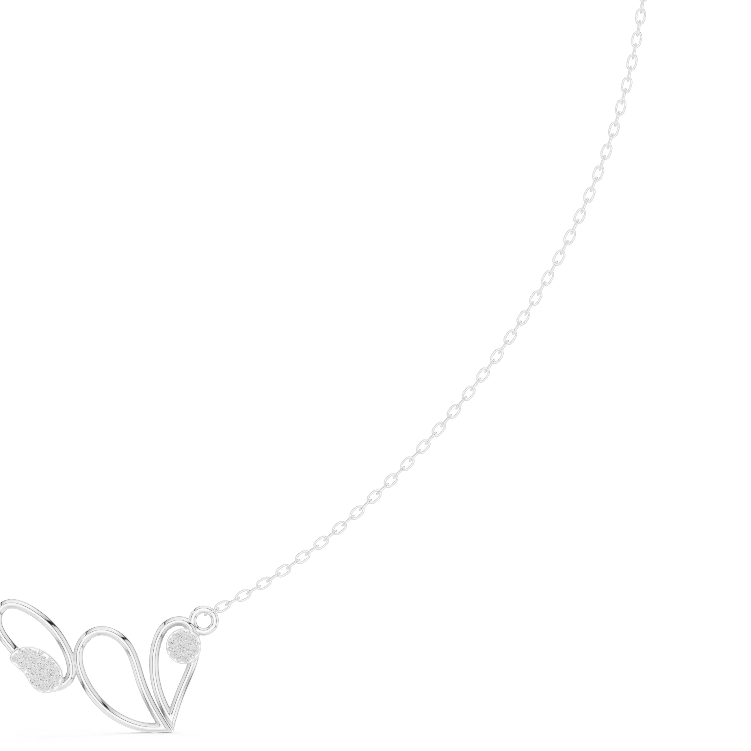 Abstract diamond necklace with butterfly inspired open curve design