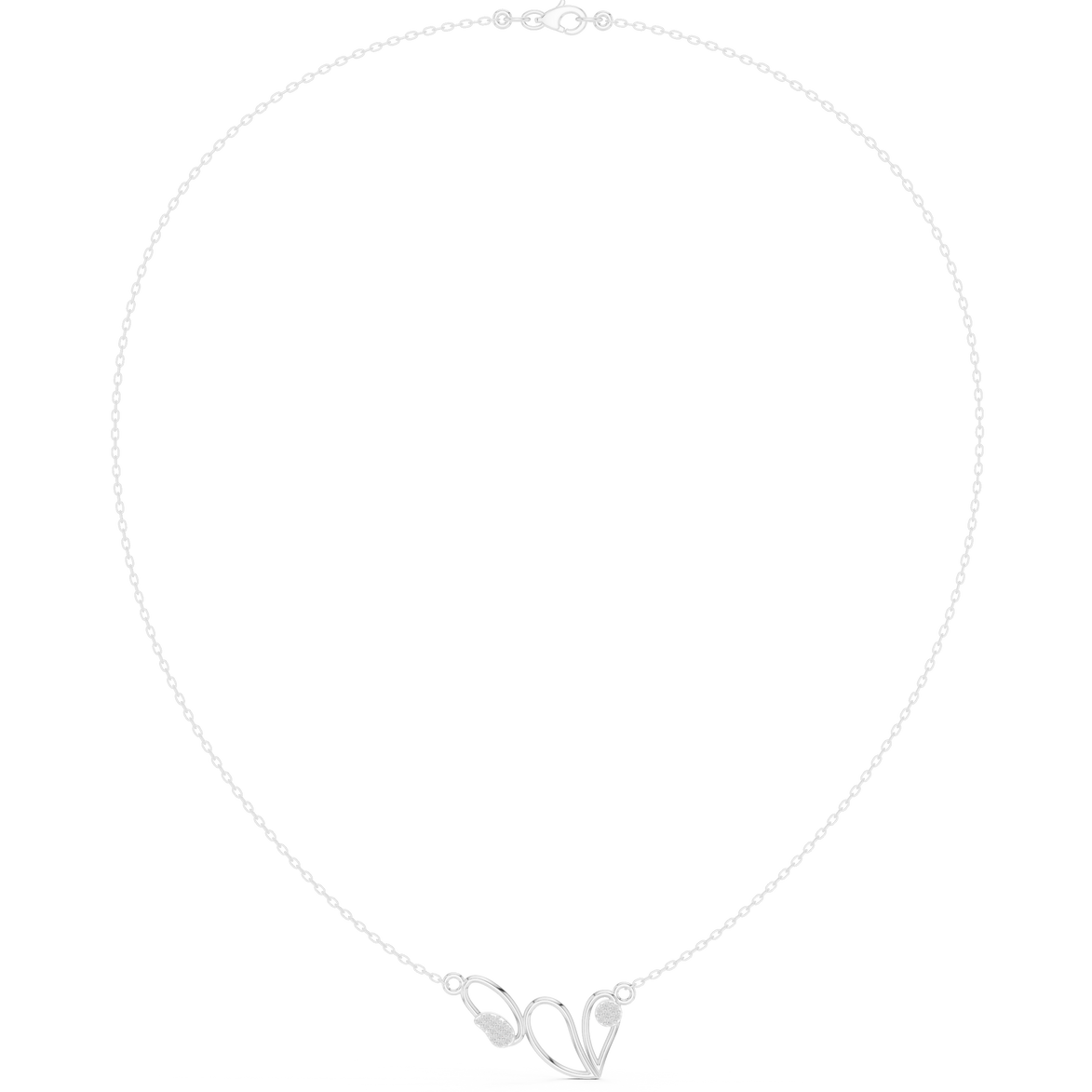 Abstract diamond necklace with butterfly inspired open curve design