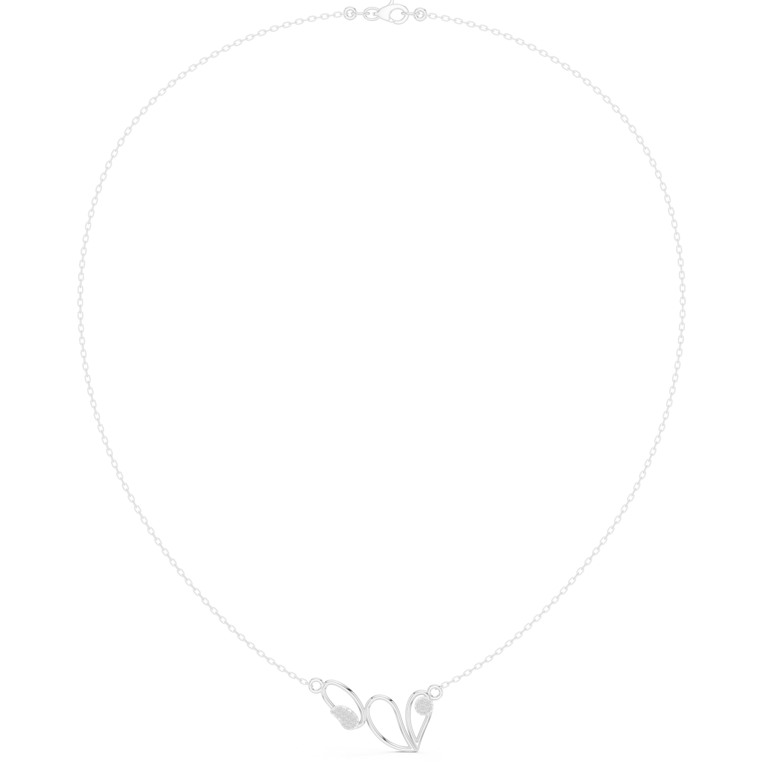 Abstract diamond necklace with butterfly inspired open curve design