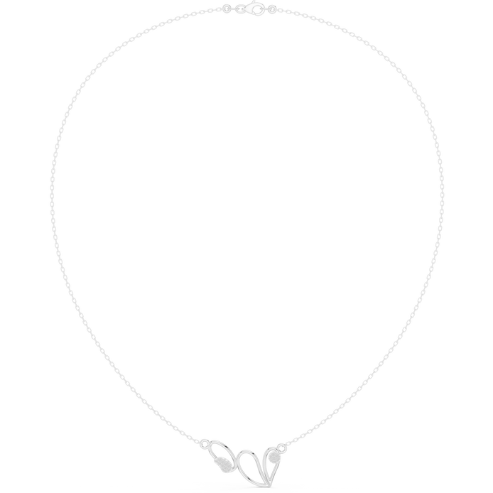 Abstract diamond necklace with butterfly inspired open curve design