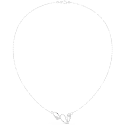 Abstract diamond necklace with butterfly inspired open curve design