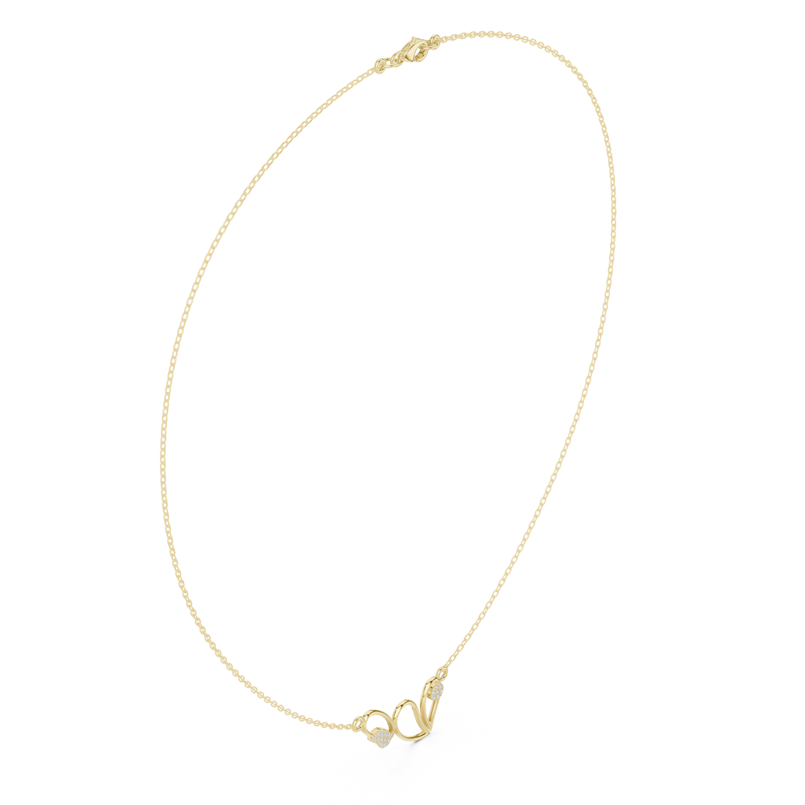 Abstract diamond necklace with butterfly inspired open curve design