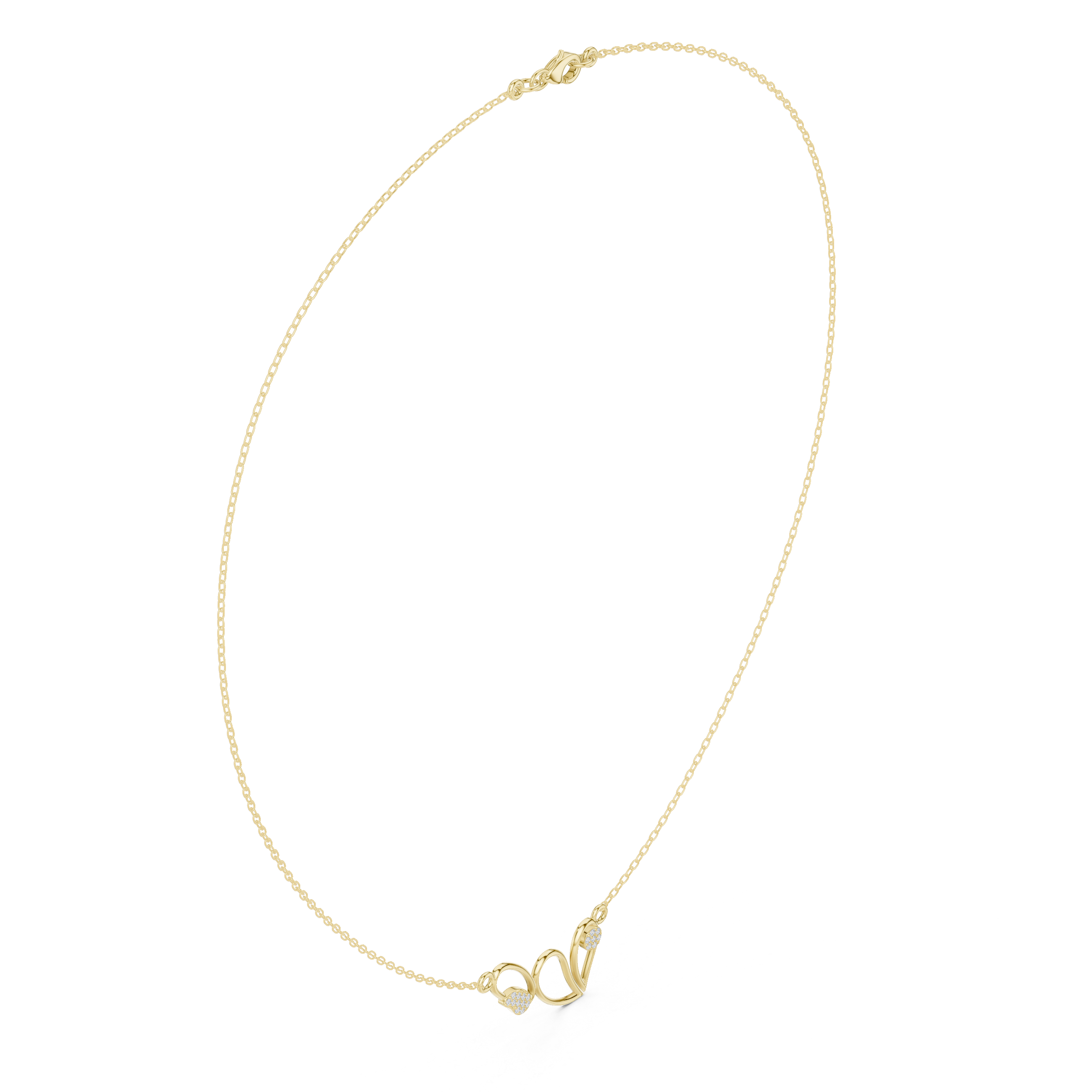 Abstract diamond necklace with butterfly inspired open curve design