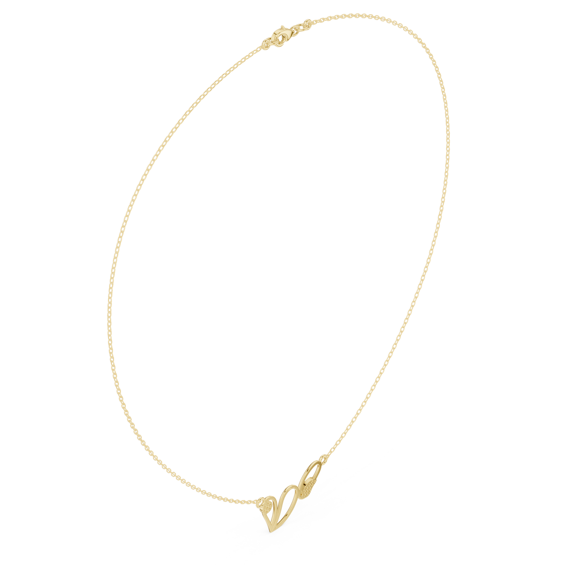 Abstract diamond necklace with butterfly inspired open curve design