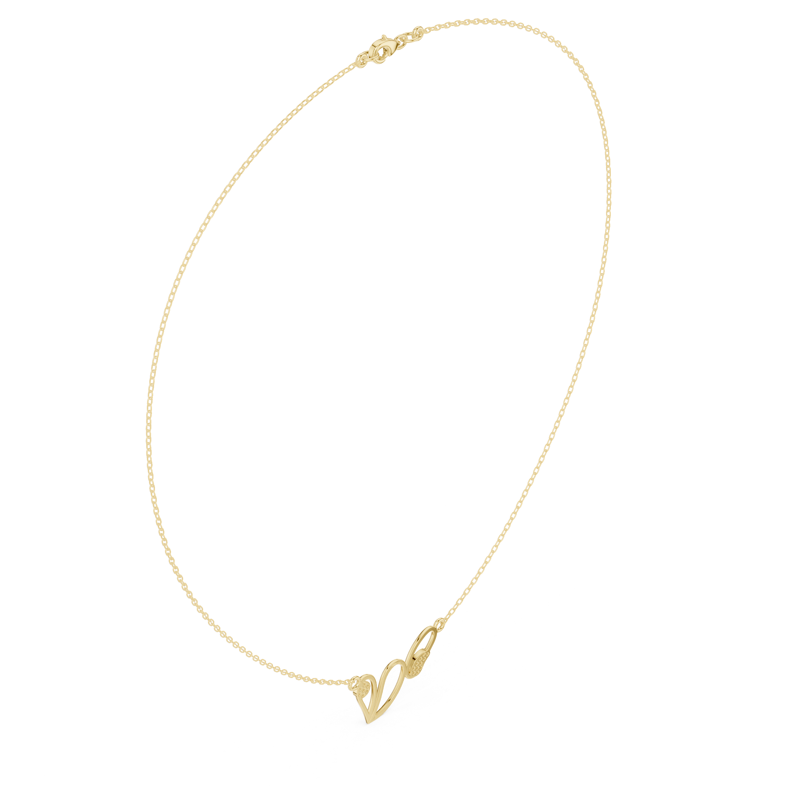 Abstract diamond necklace with butterfly inspired open curve design
