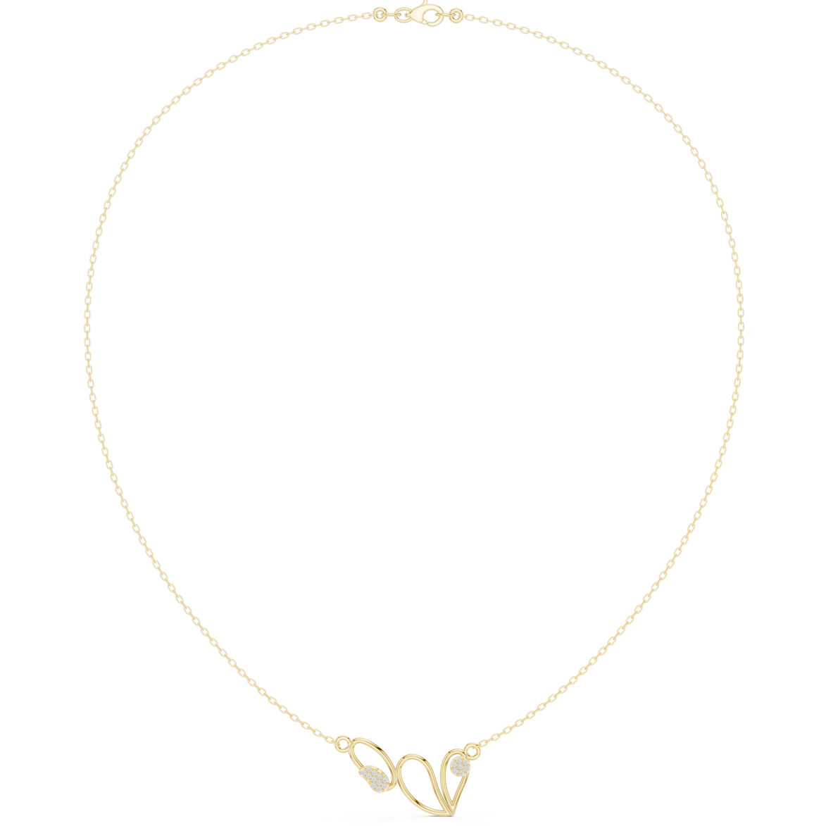 Abstract diamond necklace with butterfly inspired open curve design