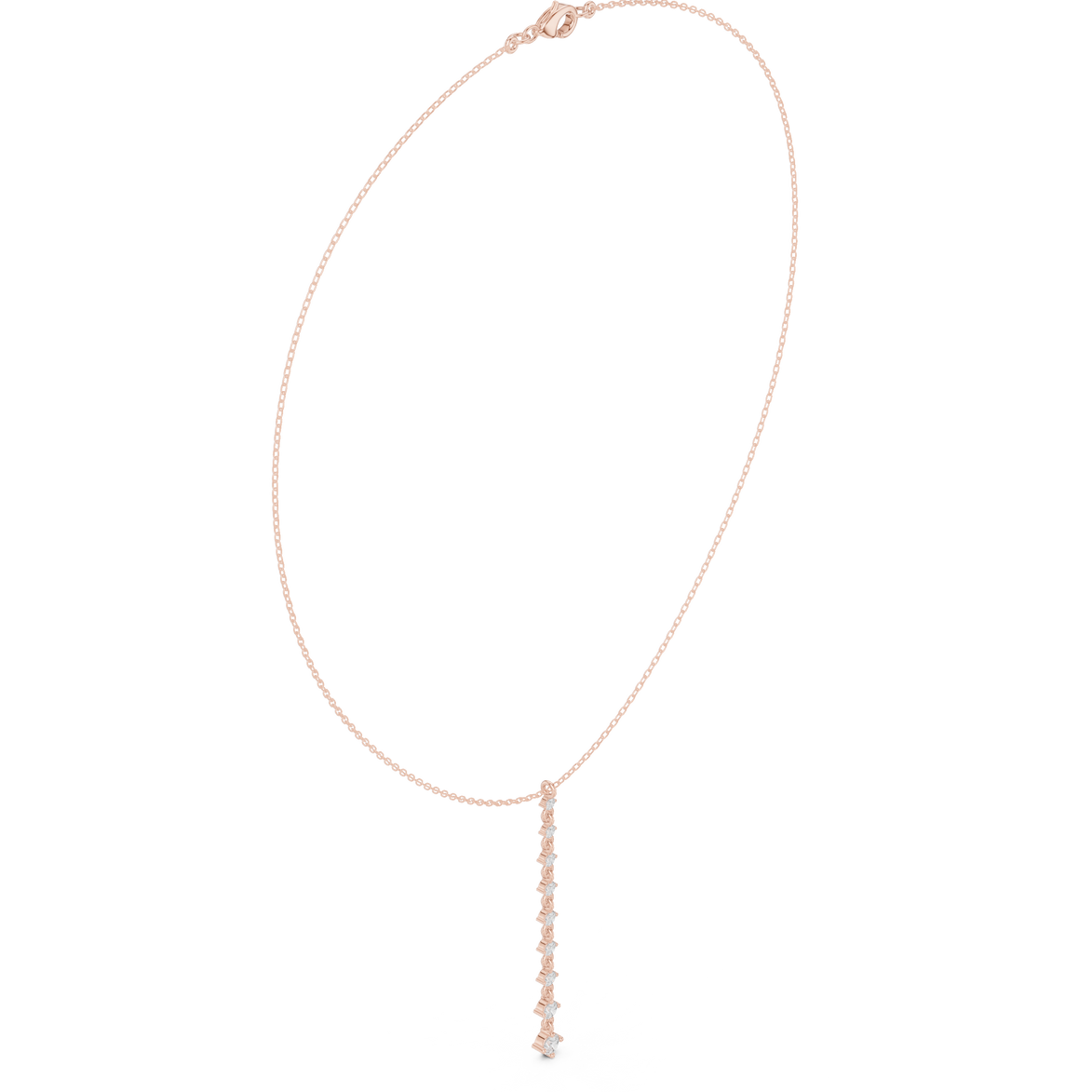 Diamond drop necklace with vertical line pendant design