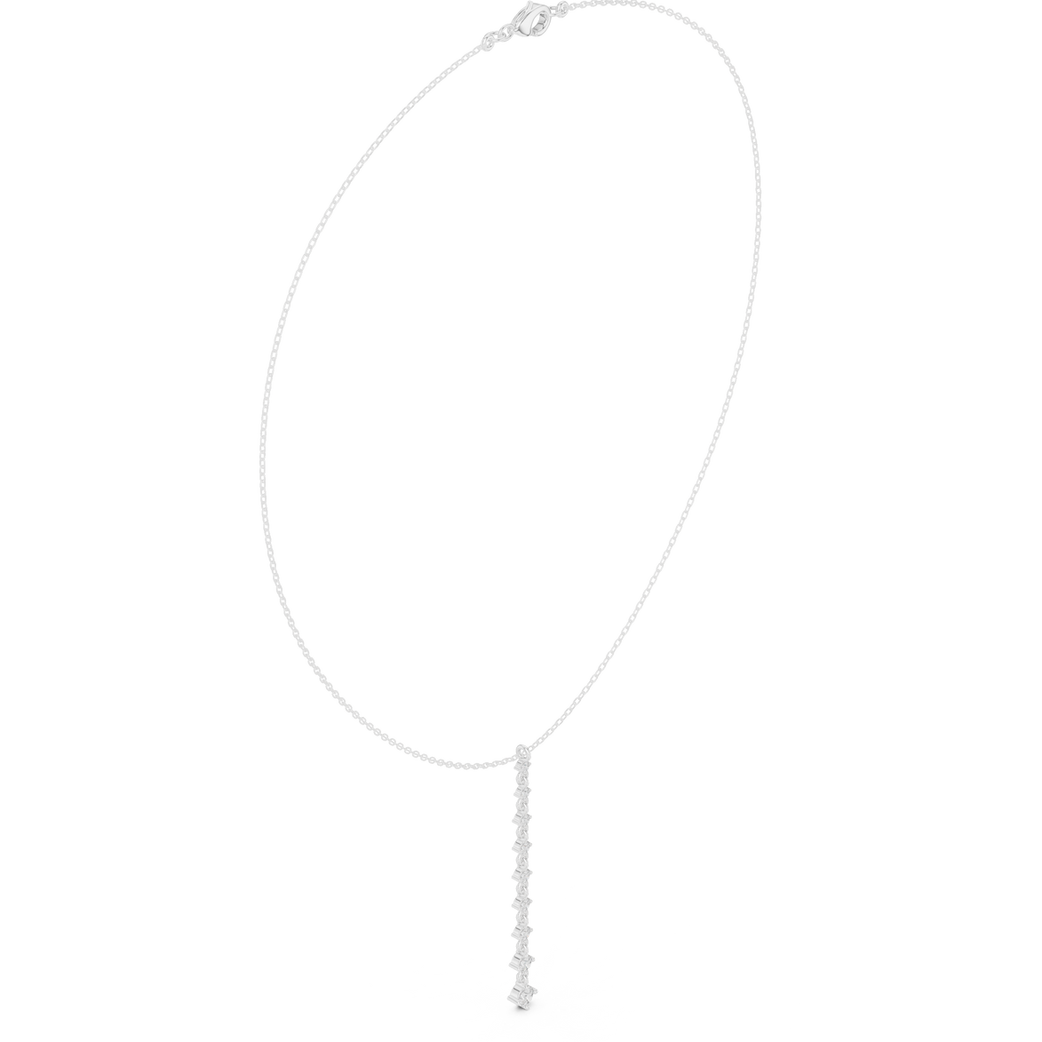 Diamond drop necklace with vertical line pendant design