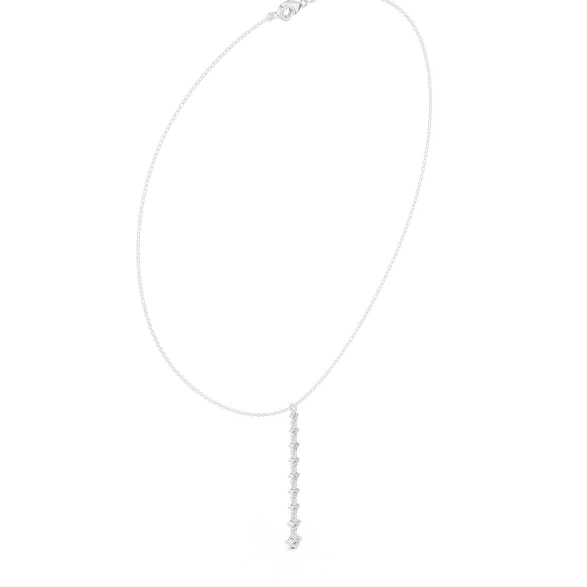 Diamond drop necklace with vertical line pendant design