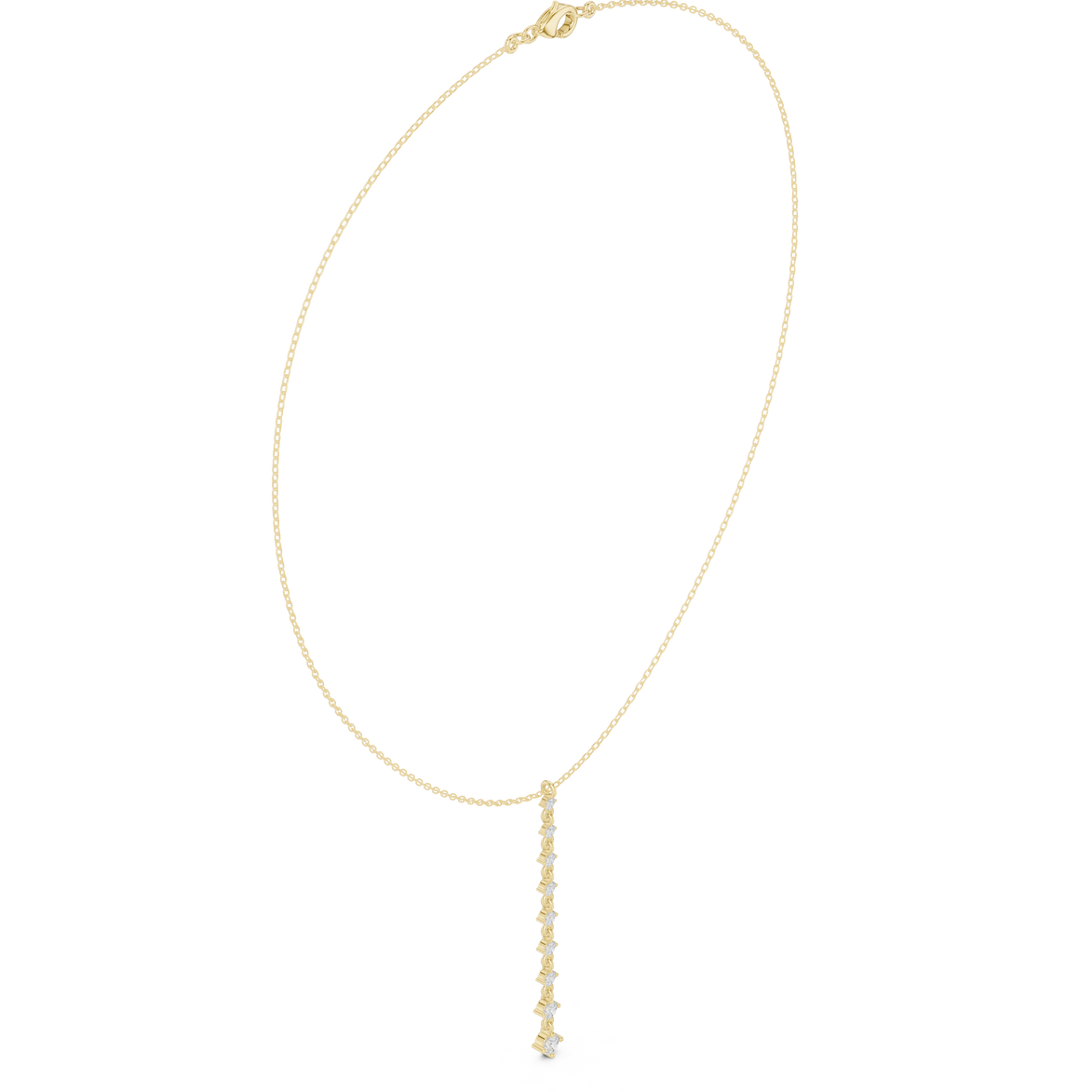 Diamond drop necklace with vertical line pendant design